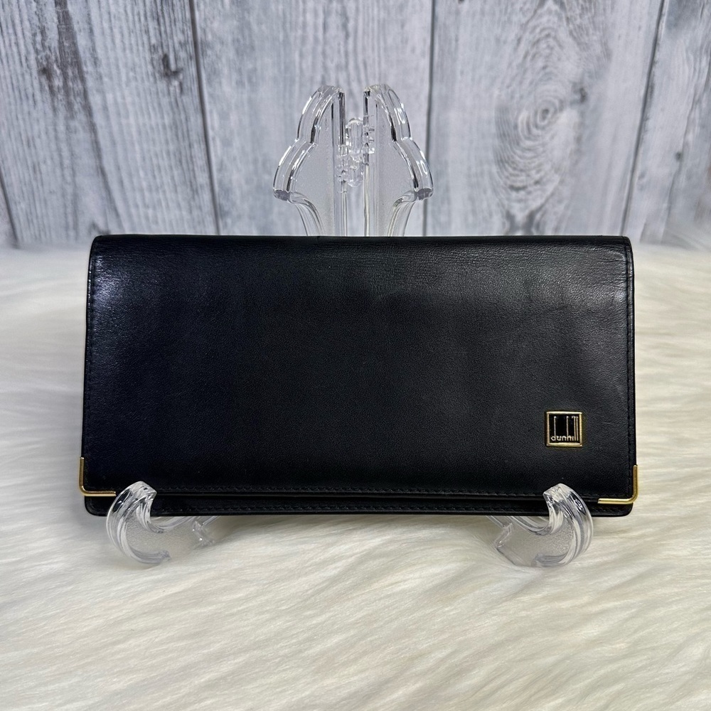 DUNHILL leather long wallet in black